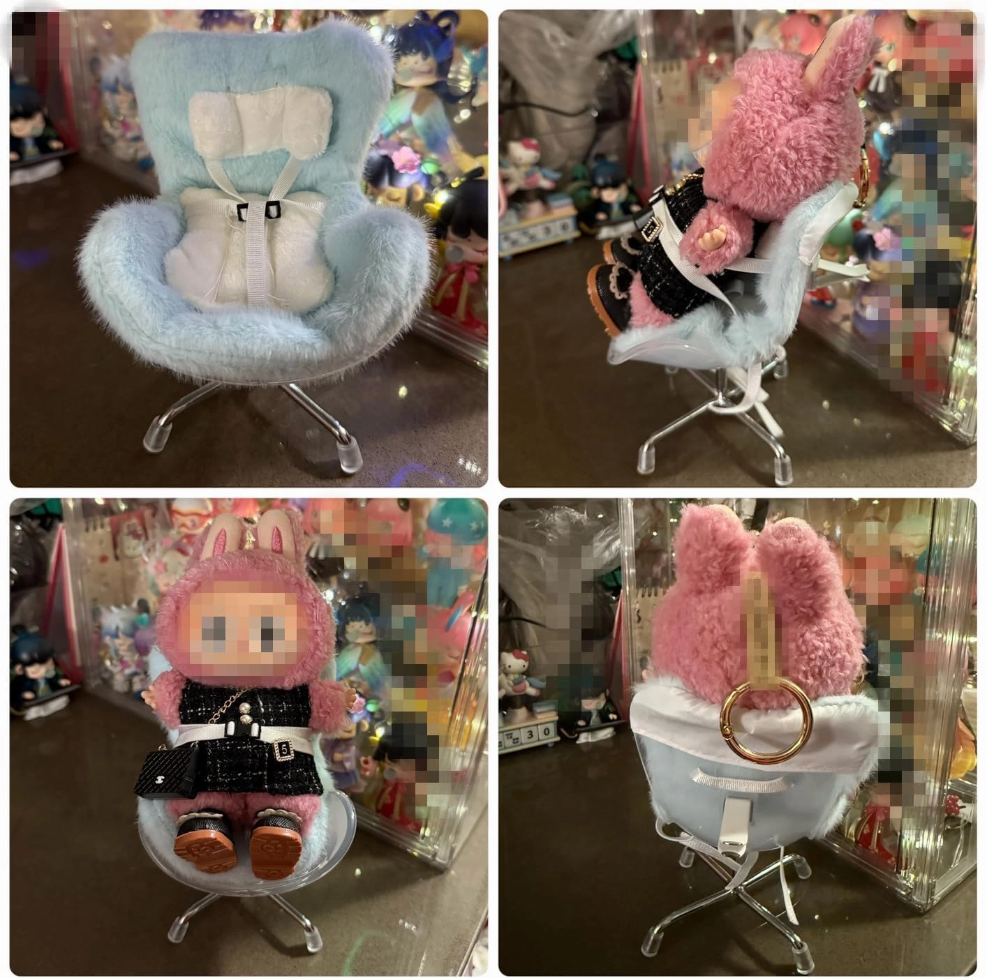 Car Seat for Doll with Soft Furry Cushion for 10-17cm Dolls, Doll Accessories, Car Air Vent Decor, Includes Seat Leg for Desktop Display (D)