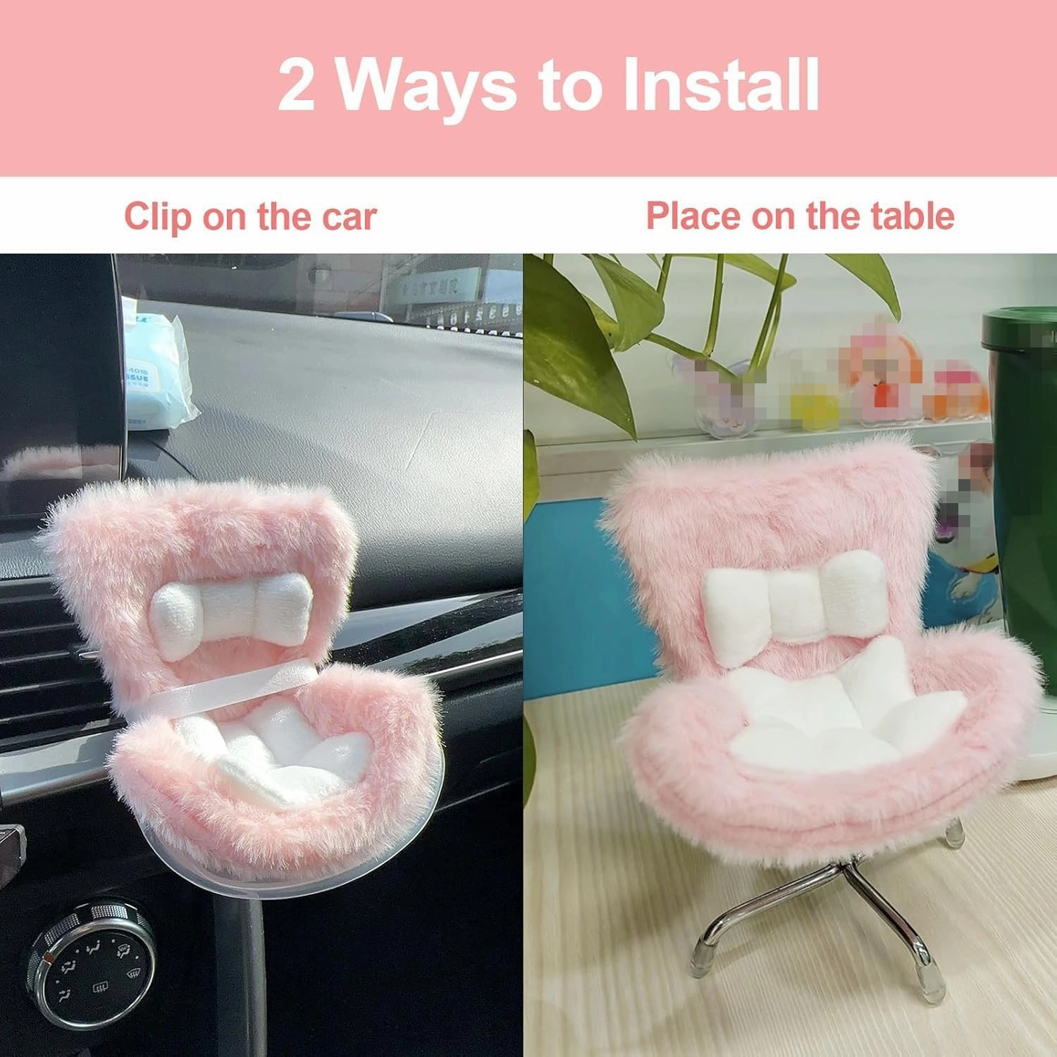 Car Seat for Doll with Soft Furry Cushion for 10-17cm Dolls, Doll Accessories, Car Air Vent Decor, Includes Seat Leg for Desktop Display (D)