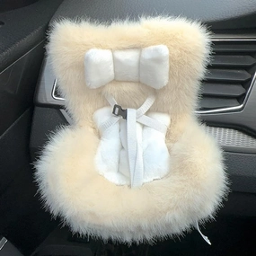 Car Seat for Labubu Doll with air Vent Clip,Cute,Functional Safety Seat for 3.94-6.69" (10-17cm) Dolls,Furry Cushion Car Ornament Display Accessory for Doll Fans and Collectors (Cream)
