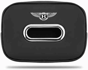 Car Tissue Bag for Bentley Flying Spur/Continental/Bentayga 2014 2015 2016 2017 2018 2019, Leather Hanging Design Holder Soft Elastic Straps Sun Visor Paper Box Multifunctional Easy Access Accessories