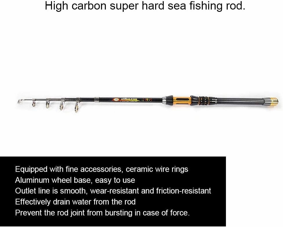 Carbon Fiber Fishing Rod, Mini Portable Telescopic Non-Slip Fishing Rod with Telescopic Ceramic Wire Ring for Fishing