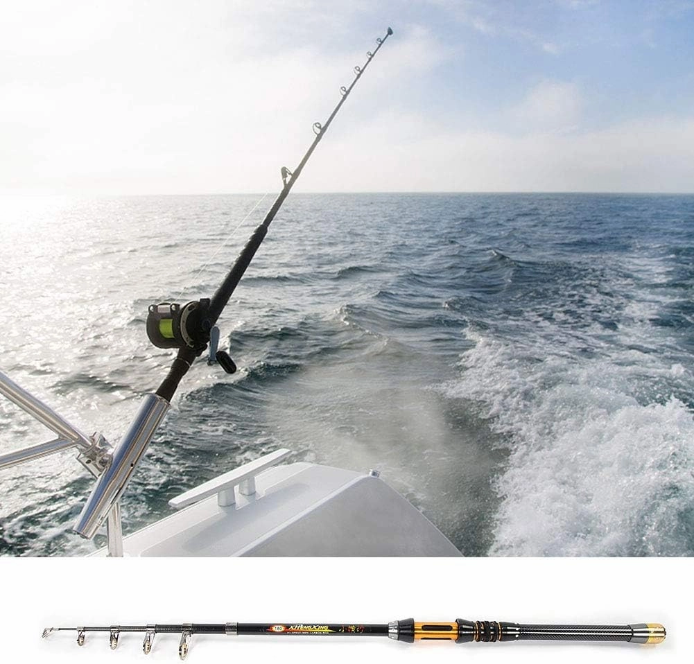 Carbon Fiber Fishing Rod, Mini Portable Telescopic Non-Slip Fishing Rod with Telescopic Ceramic Wire Ring for Fishing