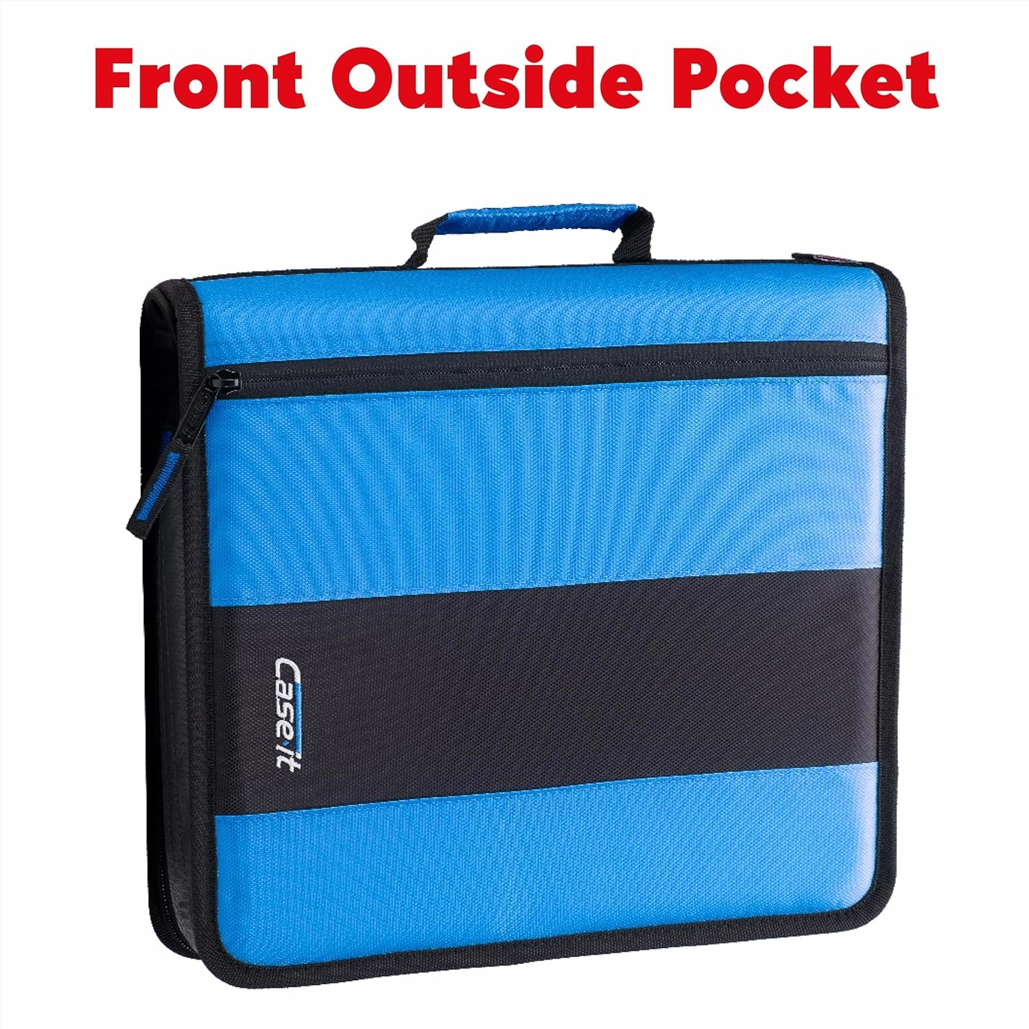 Case-it Classic Zipper Binder, 2" O-Ring with mesh Pockets and Shoulder Strap and Handle, 350 Page Capacity, D-251 Denim Blue