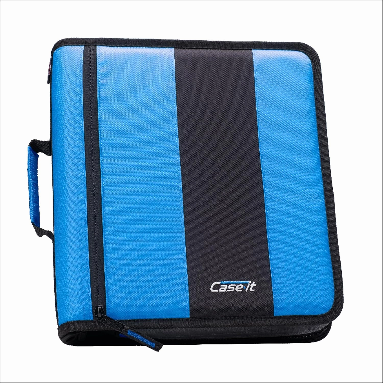 Case-it Classic Zipper Binder, 2" O-Ring with mesh Pockets and Shoulder Strap and Handle, 350 Page Capacity, D-251 Denim Blue