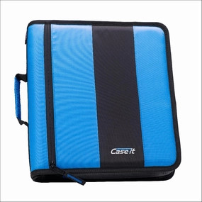 Case-it Classic Zipper Binder, 2" O-Ring with mesh Pockets and Shoulder Strap and Handle, 350 Page Capacity, D-251 Denim Blue