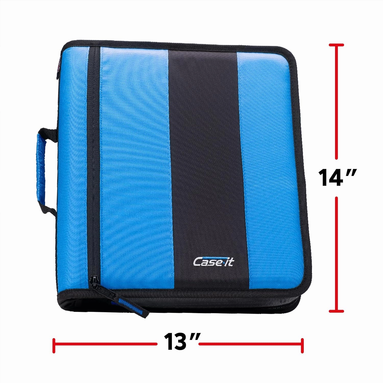 Case-it Classic Zipper Binder, 2" O-Ring with mesh Pockets and Shoulder Strap and Handle, 350 Page Capacity, D-251 Denim Blue