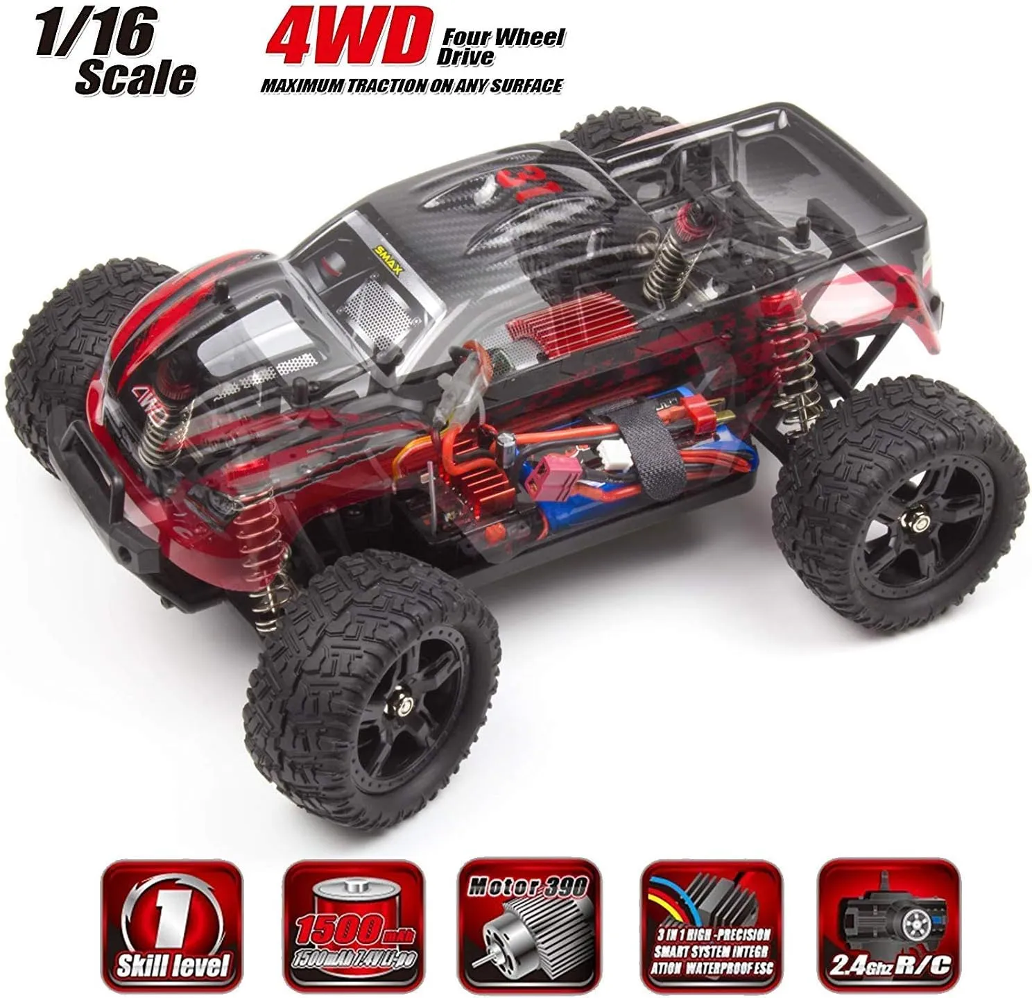 Cheerwing 1:16 Scale All Terrain RC Car, 40KM/H High Speed 4WD Remote Control Monster Truck, 4X4 Off-Road Truck