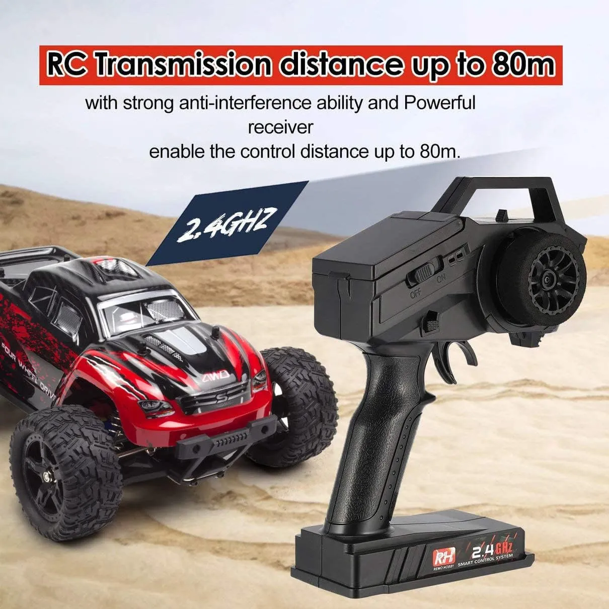 Cheerwing 1:16 Scale All Terrain RC Car, 40KM/H High Speed 4WD Remote Control Monster Truck, 4X4 Off-Road Truck