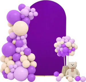 Chiara Wedding Arch Cover - 7.2FT Purple Spandex Fitted Round Top Stand Covers Double-Side Stretchy Backdrop for Wedding Banquet Birthday Party Ceremony Baby Shower Decoration
