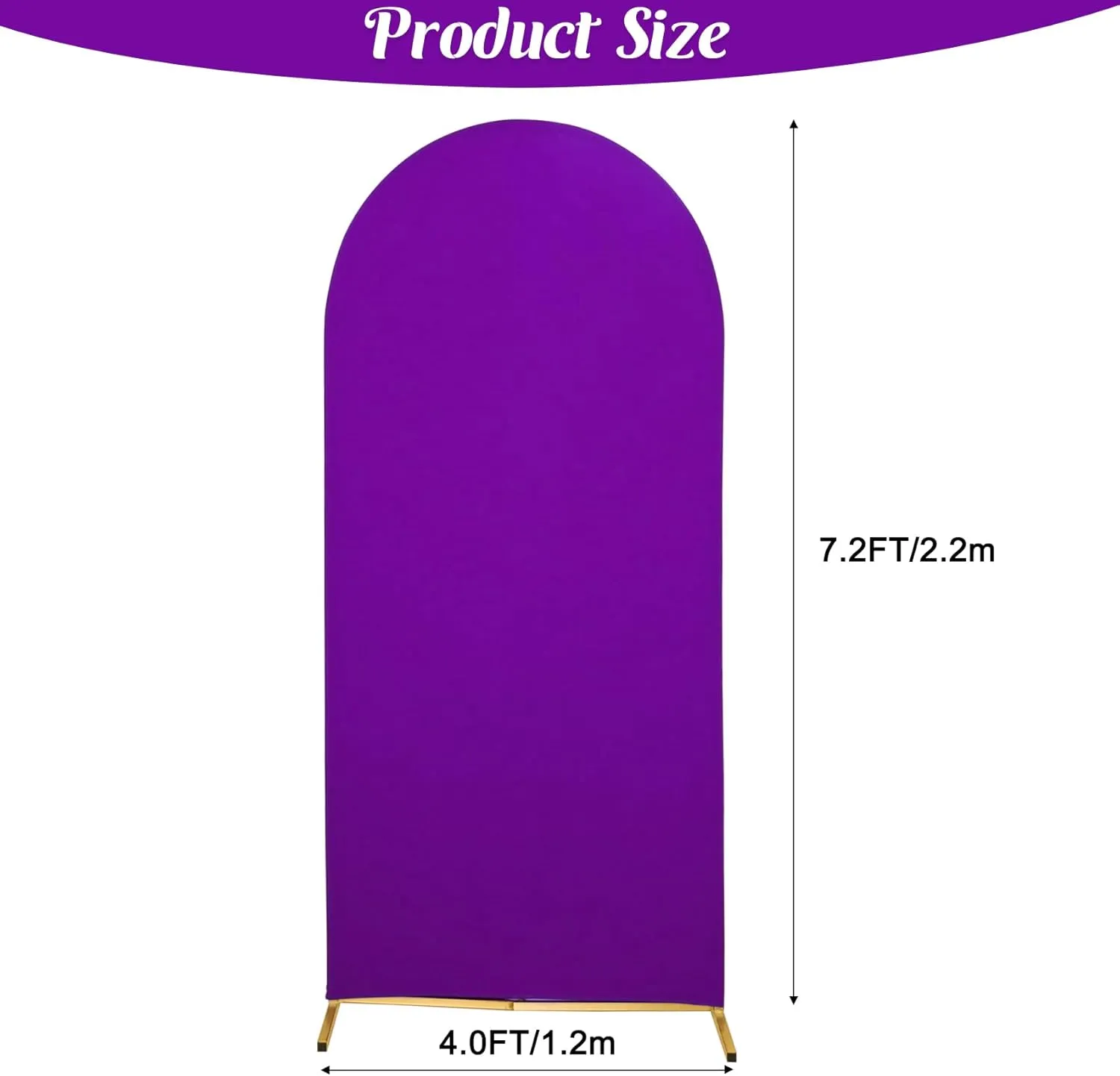 Chiara Wedding Arch Cover - 7.2FT Purple Spandex Fitted Round Top Stand Covers Double-Side Stretchy Backdrop for Wedding Banquet Birthday Party Ceremony Baby Shower Decoration