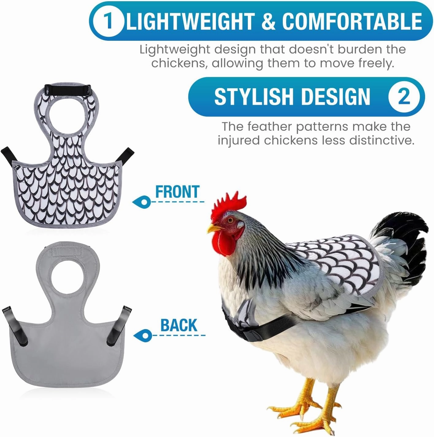 Chicken Saddle for Hens - Chicken Aprons for Hens With Adjustable Straps, Chicken Aprons & Vest Jacket for Hens