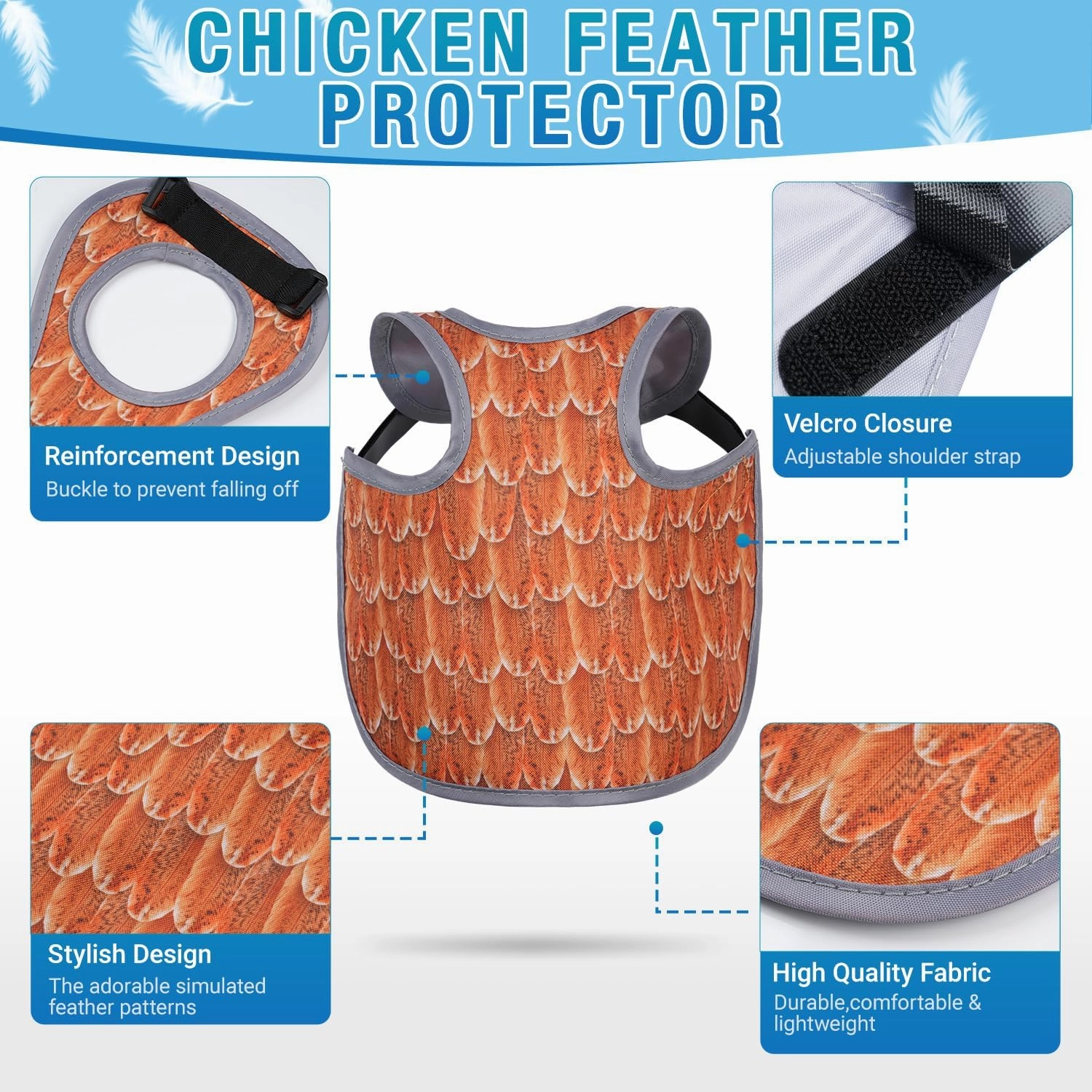 Chicken Saddle for Hens - Chicken Aprons for Hens With Adjustable Straps, Chicken Aprons & Vest Jacket for Hens