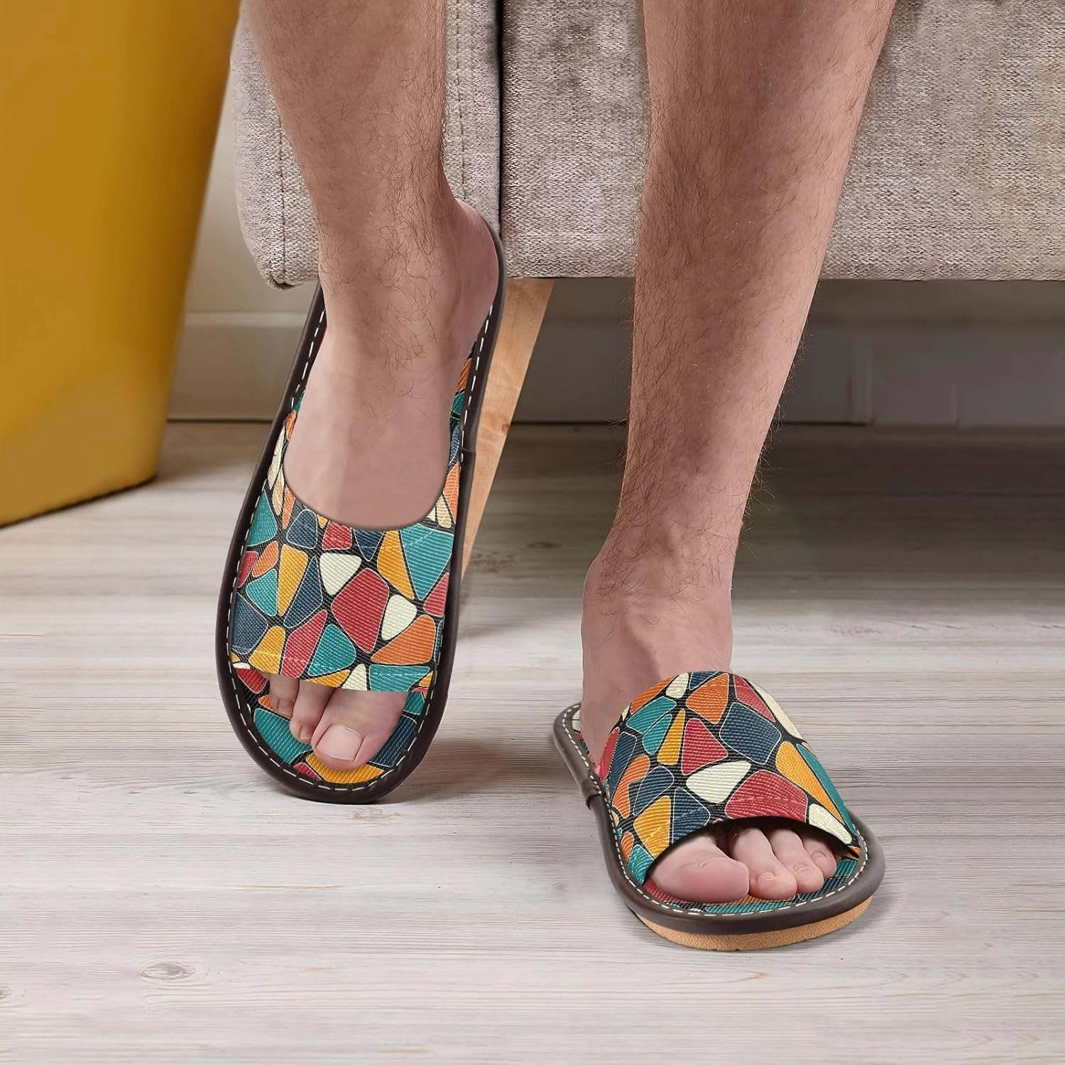 CHIFIGNO Elderly Women Comfortable Anti-slip Casual Spa Shoes for Bathroom and Outdoor Size 4-5