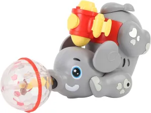 Children's Light Up Musical Elephant Toy with 360 Degree Rotating Top and Mist Spray, Interactive Walking and Ball Features for Kids (Gray)
