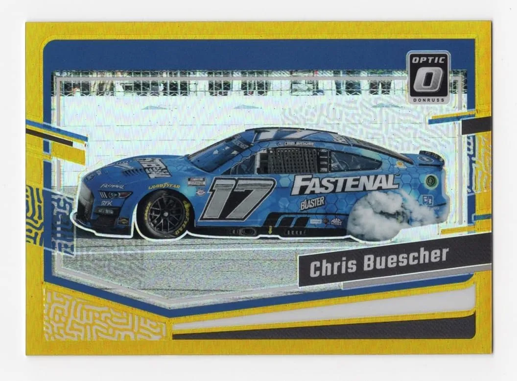 Chris Buescher 2024 Donruss Optic Racing GOLD PRIZM Rare NASCAR Collectible Insert Trading Card #09/10 (Only 10 Made)