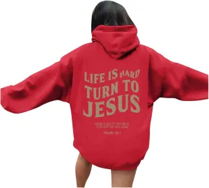 Christian Hoodies for Women Religious Sayings There Is Poner In The Name of Jesus Loves You Preppy Pullovers Spirit Letter Graphic with Hood Casual Faith Can Move Mountains Jesus Is King