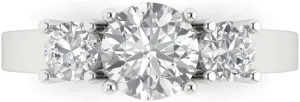 Clara Pucci 1.5Ct Round Cut Three-Stone Moissanite Engagement Ring - Solid 14K White Gold