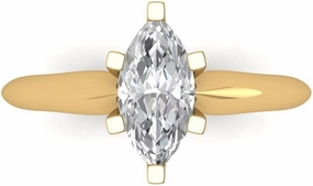 Clara Pucci 1Ct Marquise Cut Solitaire Moissanite Engagement Ring - Solid 14K Yellow Gold