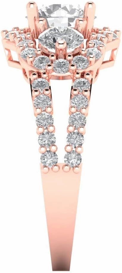 Clara Pucci 2.16 ct Brilliant Round Cut Simulated Diamond 14k Rose Gold Solitaire W/Accents 3 Stone anniversary Wedding Engagement Ring