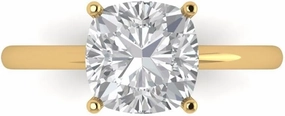Clara Pucci 2.5Ct Cushion Cut Solitaire Moissanite Engagement Ring - Solid 14K Yellow Gold