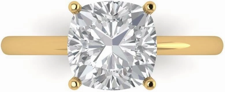 Clara Pucci 2.5Ct Cushion Cut Solitaire Moissanite Engagement Ring - Solid 14K Yellow Gold