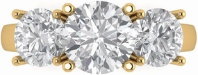 Clara Pucci 3Ct Round Cut Three-Stone Moissanite Engagement Ring - Solid 14K Yellow Gold