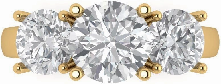 Clara Pucci 3Ct Round Cut Three-Stone Moissanite Engagement Ring - Solid 14K Yellow Gold