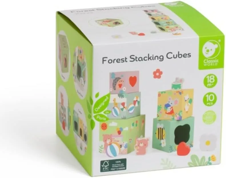 Classic World Stacking blocks with Forest animals, 10 pcs.