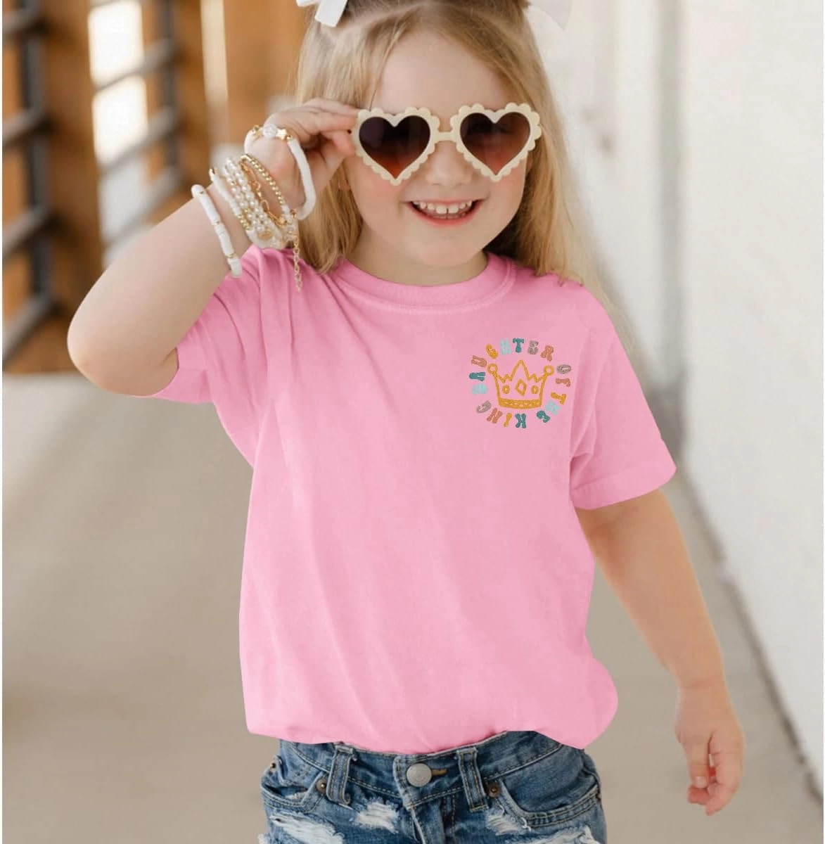 CM C&M WODRO Daughter of The King T-Shirt Toddler Baby Girl Christian Crown Graphic Shirt Short Sleeve Summer Tee Tops