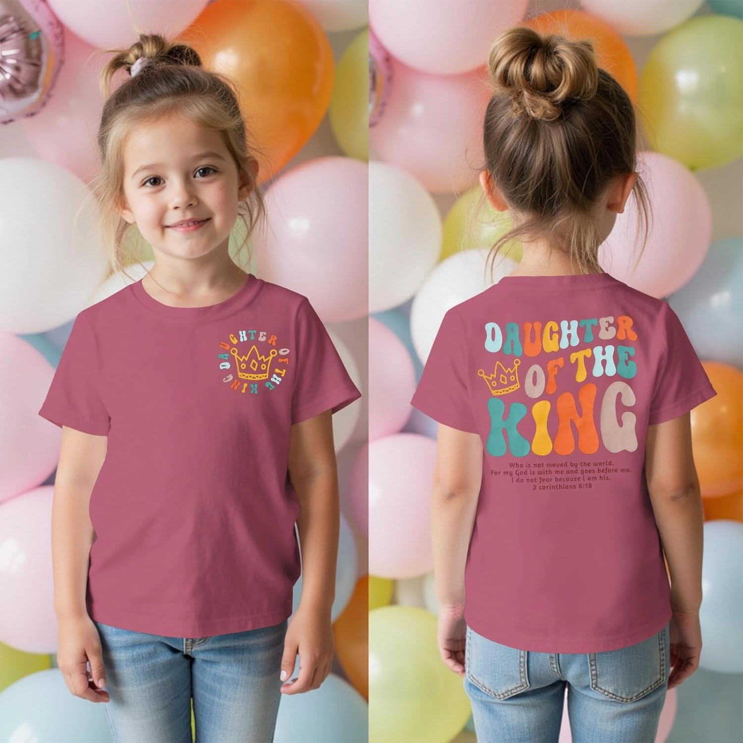 CM C&M WODRO Daughter of The King T-Shirt Toddler Baby Girl Christian Crown Graphic Shirt Short Sleeve Summer Tee Tops