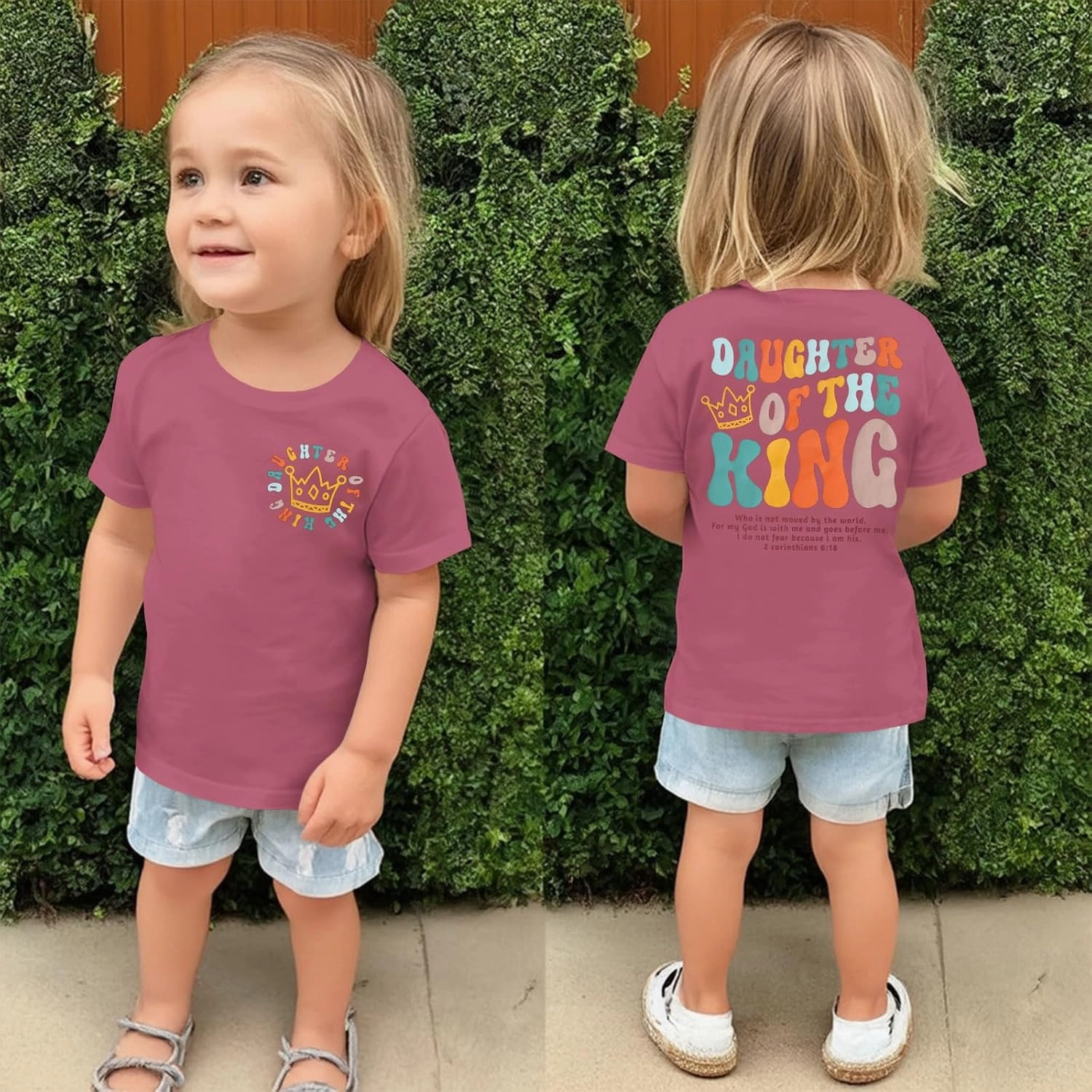 CM C&M WODRO Daughter of The King T-Shirt Toddler Baby Girl Christian Crown Graphic Shirt Short Sleeve Summer Tee Tops