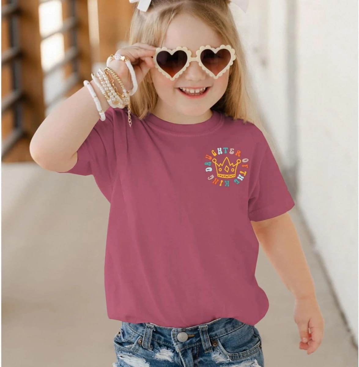 CM C&M WODRO Daughter of The King T-Shirt Toddler Baby Girl Christian Crown Graphic Shirt Short Sleeve Summer Tee Tops