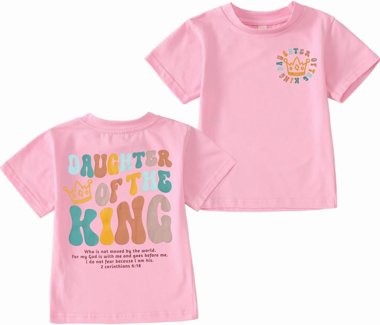 CM C&M WODRO Daughter of The King T-Shirt Toddler Baby Girl Christian Crown Graphic Shirt Short Sleeve Summer Tee Tops