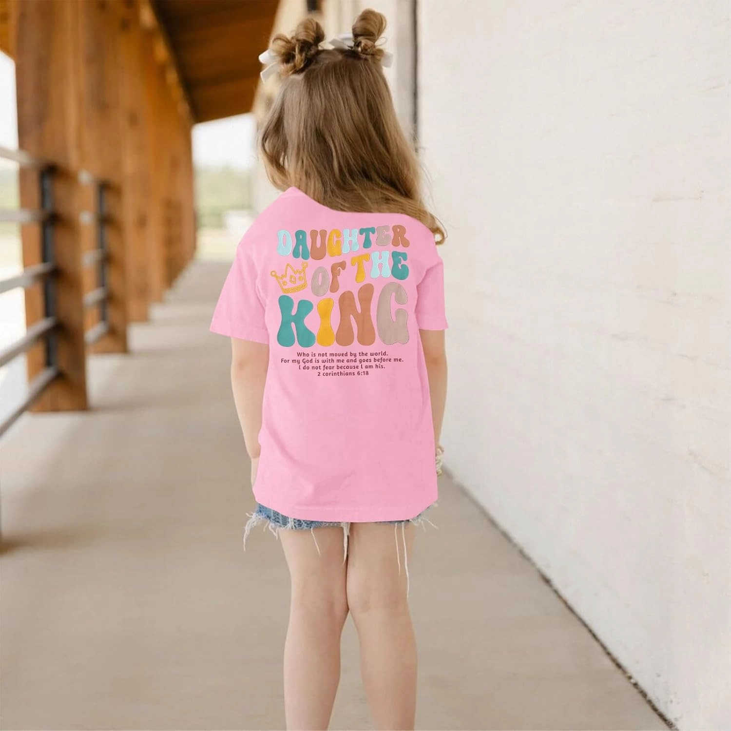CM C&M WODRO Daughter of The King T-Shirt Toddler Baby Girl Christian Crown Graphic Shirt Short Sleeve Summer Tee Tops