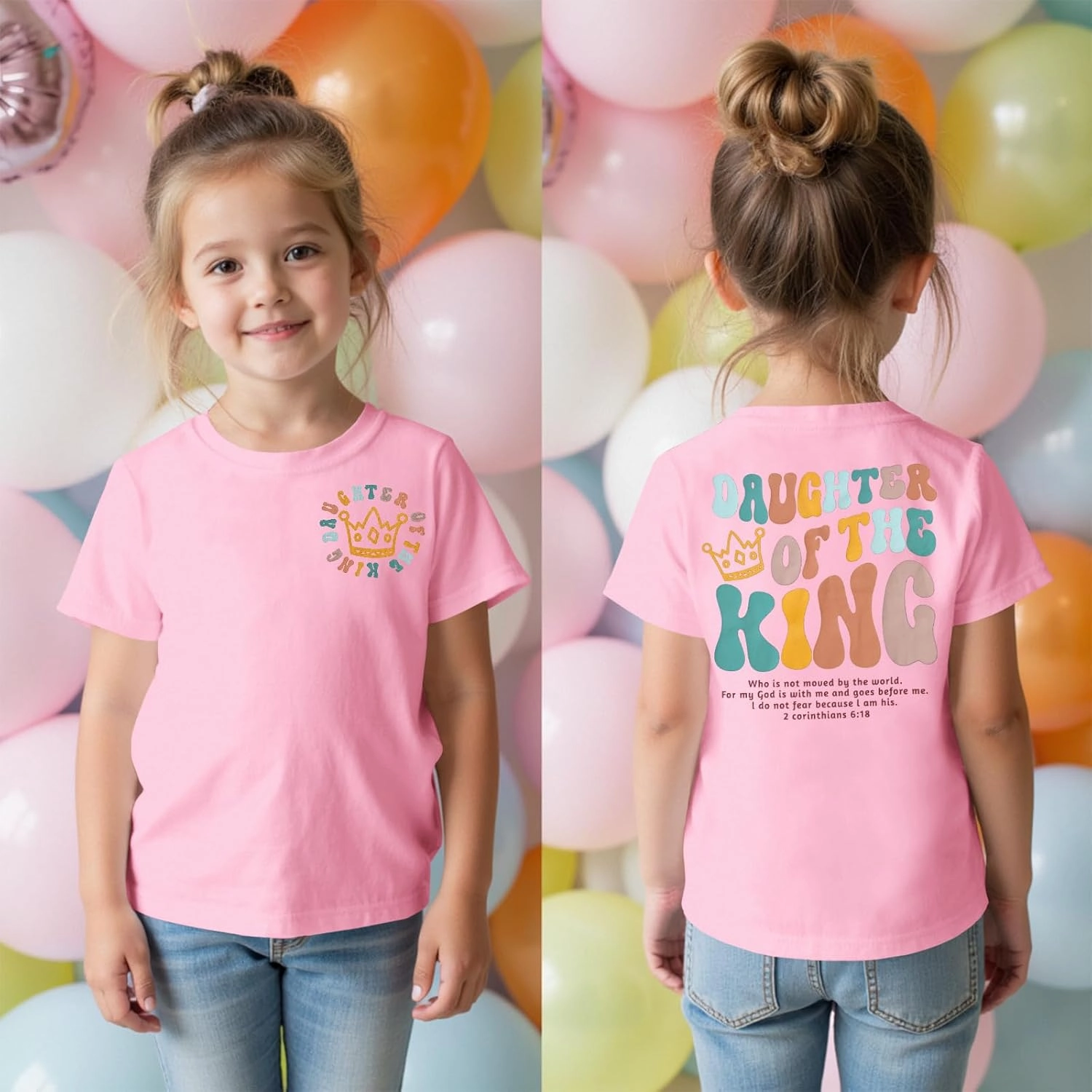 CM C&M WODRO Daughter of The King T-Shirt Toddler Baby Girl Christian Crown Graphic Shirt Short Sleeve Summer Tee Tops