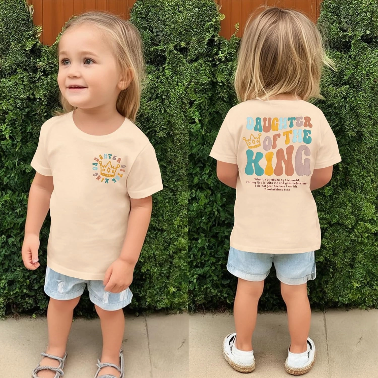 CM C&M WODRO Daughter of The King T-Shirt Toddler Baby Girl Christian Crown Graphic Shirt Short Sleeve Summer Tee Tops