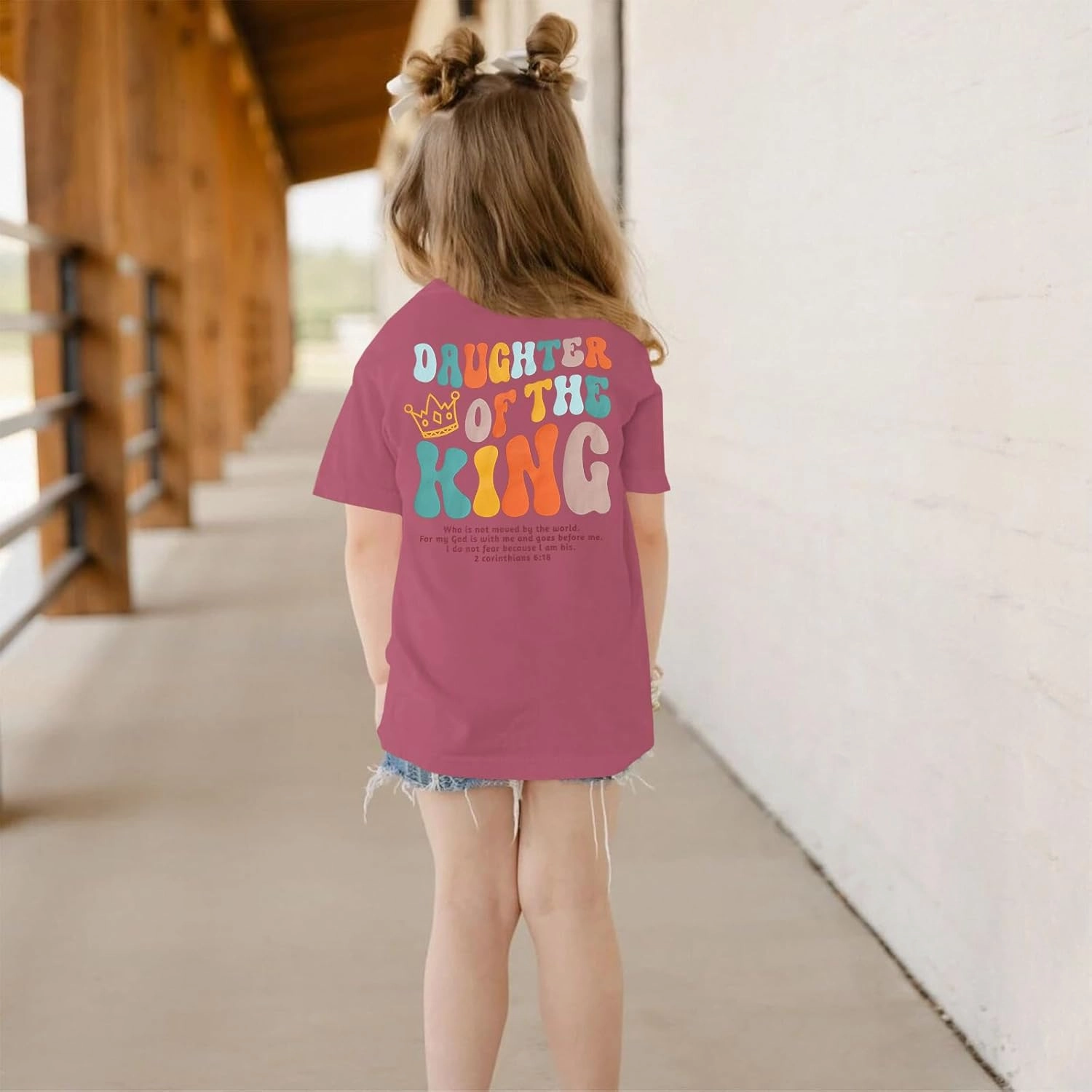 CM C&M WODRO Daughter of The King T-Shirt Toddler Baby Girl Christian Crown Graphic Shirt Short Sleeve Summer Tee Tops