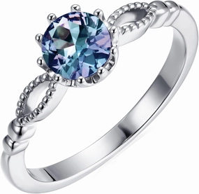 Color Change Alexandrite Ring 925 Sterling Silver June Birthstone Oval Kite Round Pear Shape Halo Cocktail Statement Engagement Ring Vintage Solitaire Three Stone Trilogy Lab Created Alexandrite Rings for Women