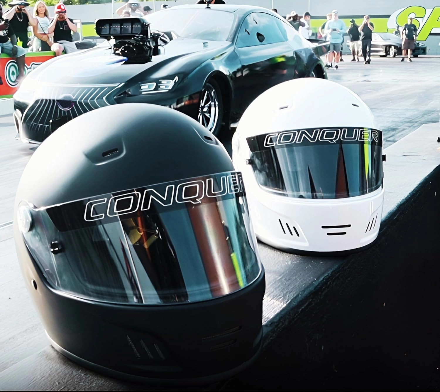 Conquer Snell SA2020 Approved Full Face Auto Racing Race Car Helmet - Adult | Men | Women | Youth - Black or White