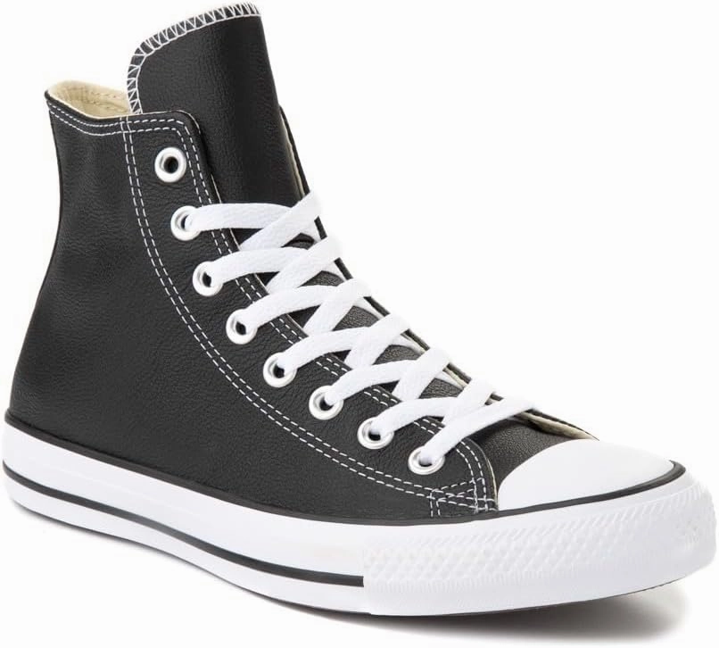 Converse Men's CTAS Leather Hi Top, Black, Size 8.5