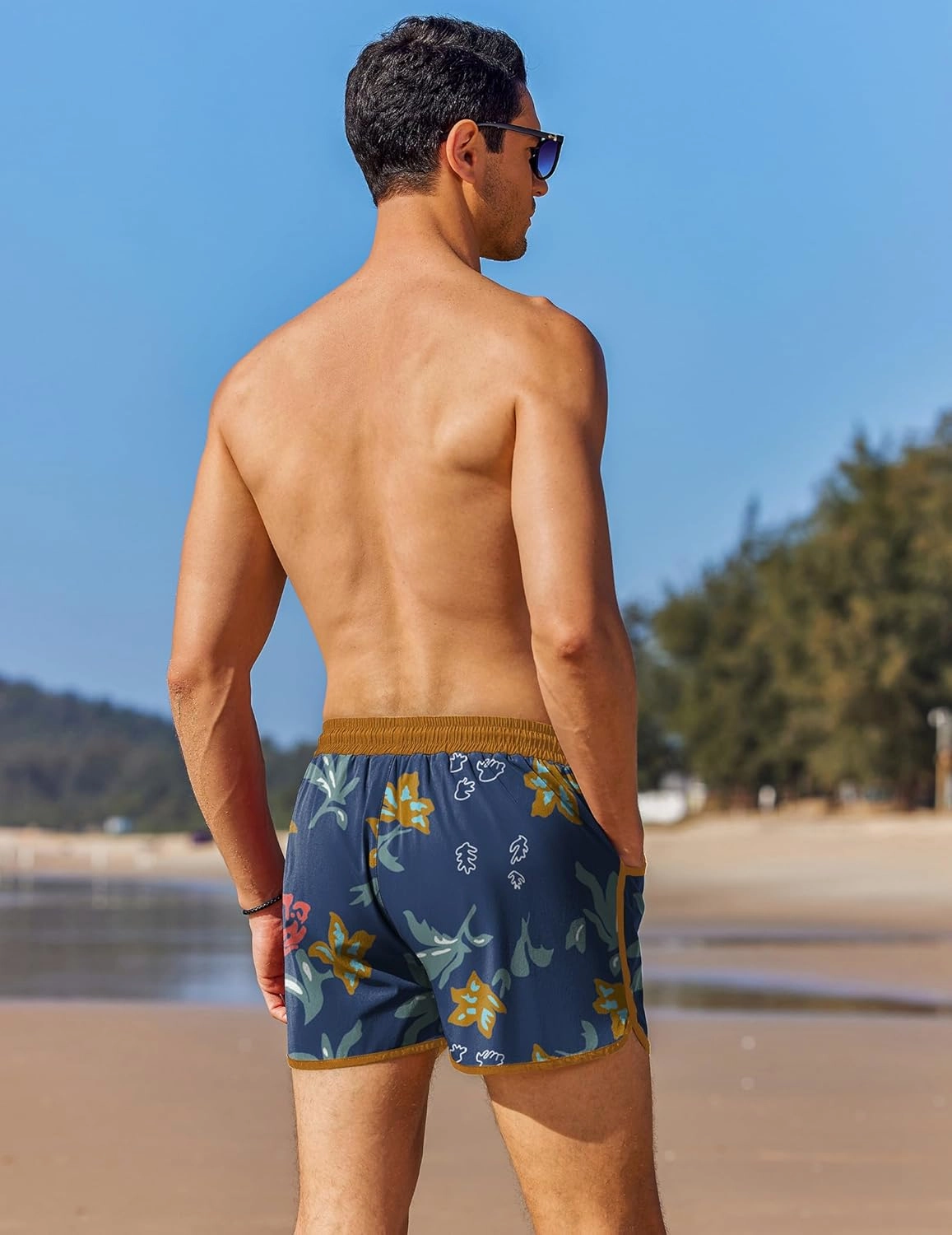 COOFANDY Men's Swim Trunks Quick Dry Swimsuit Color Block Board Short Bathing Suit Swimwear with Mesh Liner