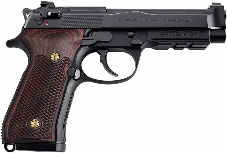 Cool Hand Wood Grips for Beretta 92/96 Full Size, 92 fs, m9, 92a1, 92 INOX, Gold Grips Screws Included, Checker Diamond Cut Texture, 1/4" Thin