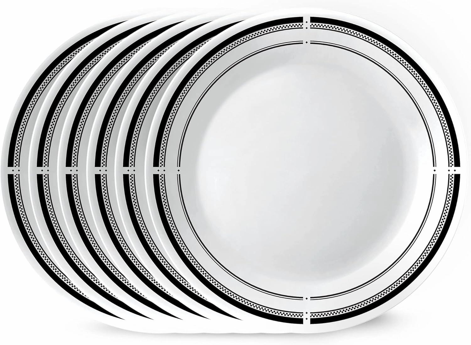 Corelle Vitrelle 10.25" Dinner Plates Set, Triple Layer Glass and Chip Resistant, Lightweight Round Plates, 6-Piece Brasserie