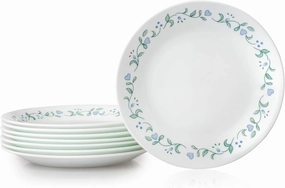 Corelle Vitrelle 6.75" Salad Appetizer Plate Set, Triple Layer Glass and Chip Resistant, Lightweight Round Plates, 6-Piece Country Cottage