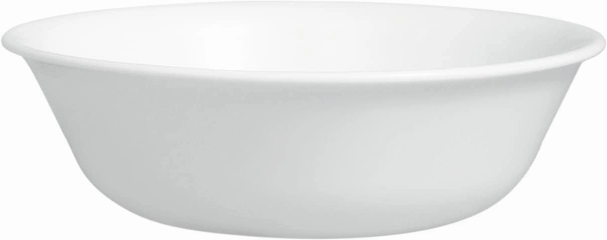Corelle Vitrelle Glass Dinnerware Set, Chip & Crack Resistant Triple Layer Glass, 4-PC Bowl, Winter Frost White