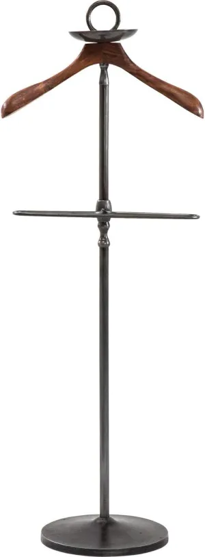 Cosmopolitan Design Valet Stand Black Coat Rack Steel Frame Mango Wood Hanger 124 x 49 x 29 cm (H x W x D)