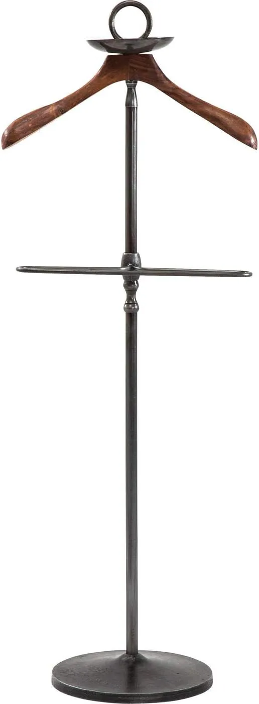 Cosmopolitan Design Valet Stand Black Coat Rack Steel Frame Mango Wood Hanger 124 x 49 x 29 cm (H x W x D)