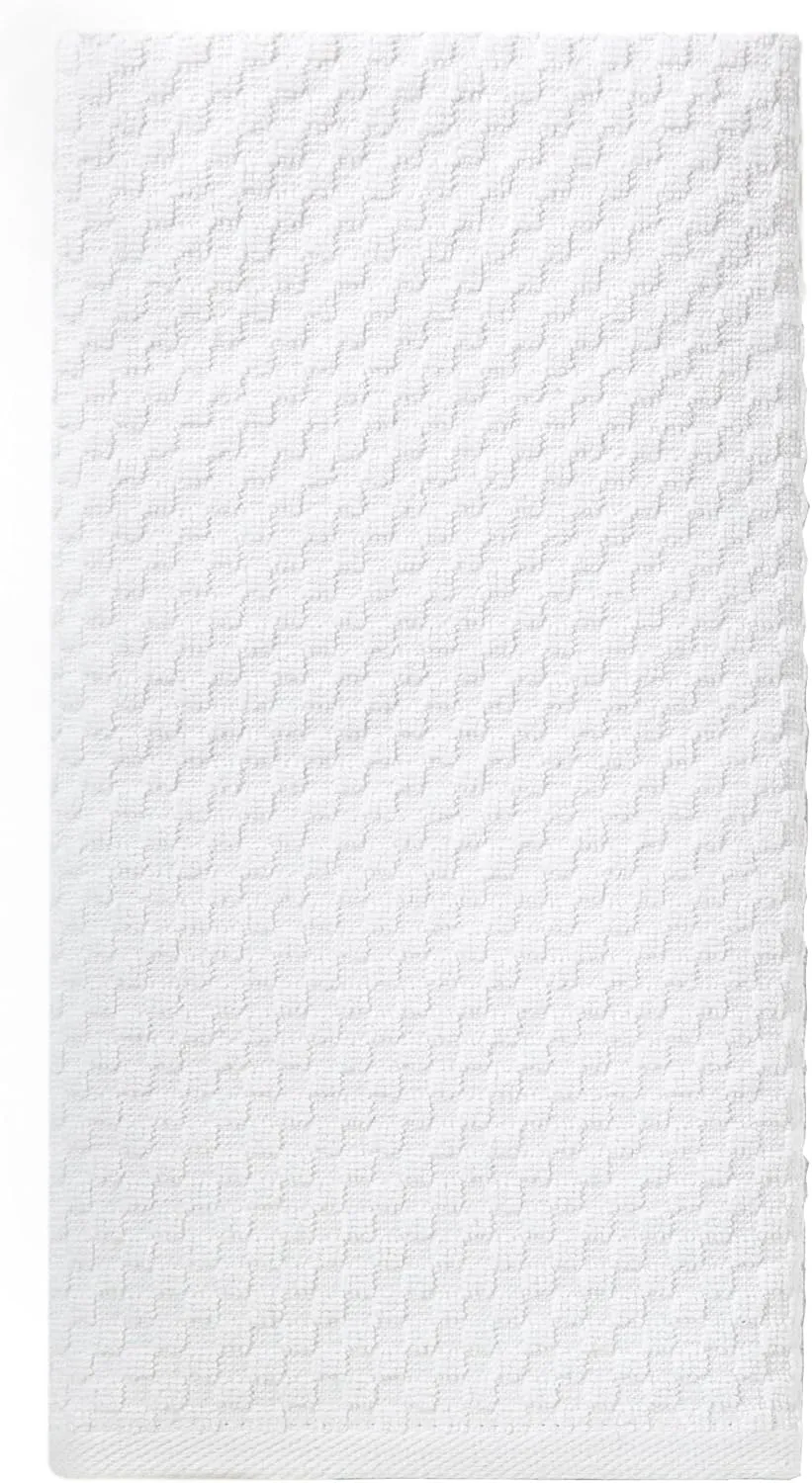COTTON CRAFT Euro Café Set of 12 Waffle Weave Pure Cotton Super Absorbent Multipurpose Kitchen Towels, Dishcloths, Tea Towels White