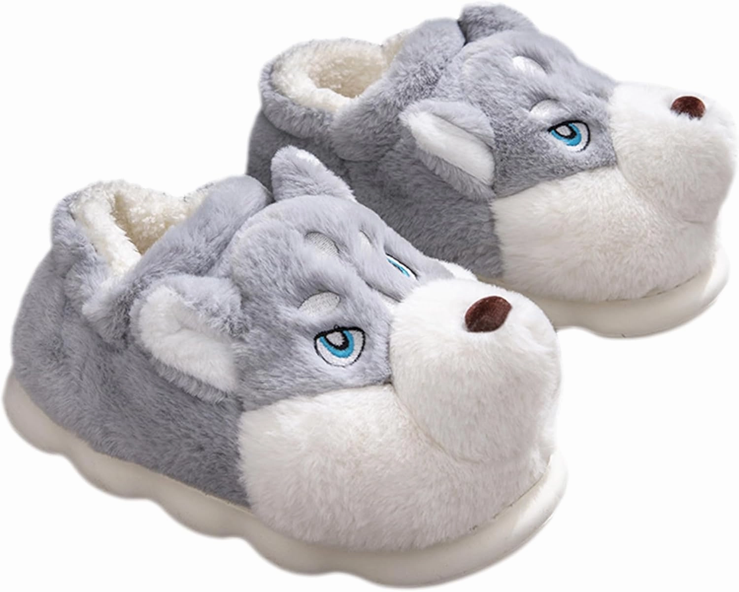 Cozy Husky Plush Winter Slippers for Men and Women – Soft Plush, Non-Slip Sole, Indoor Warm Slippers