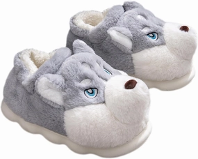 Cozy Husky Plush Winter Slippers for Men and Women – Soft Plush, Non-Slip Sole, Indoor Warm Slippers